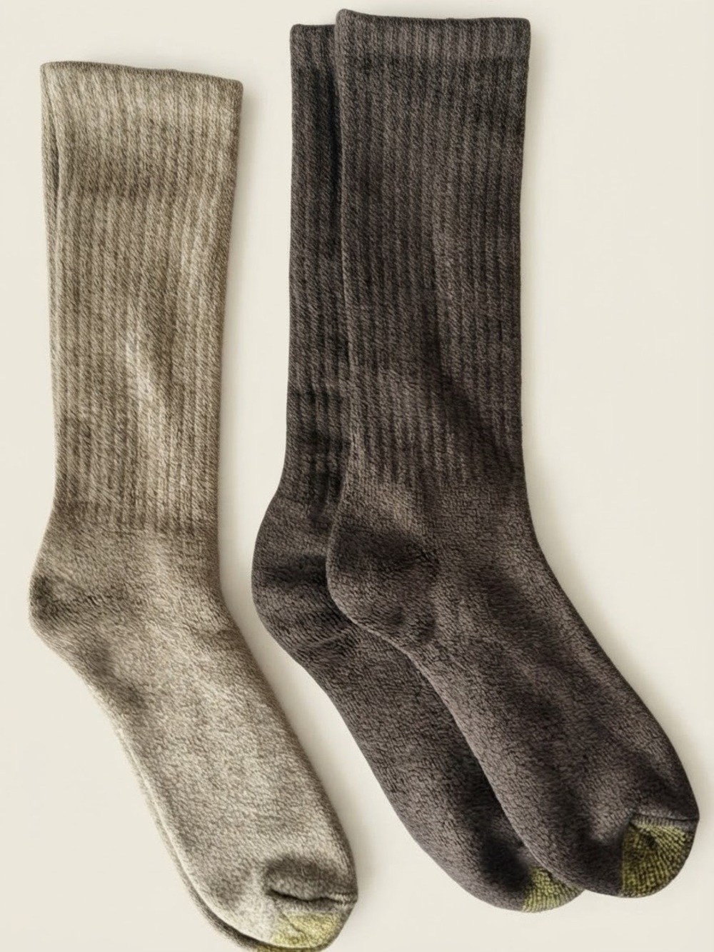 NWOT 2pk Gold Toe Women 9/10 Ribbed Crew Calf Socks 2 Pair Brown Khaki Unisex